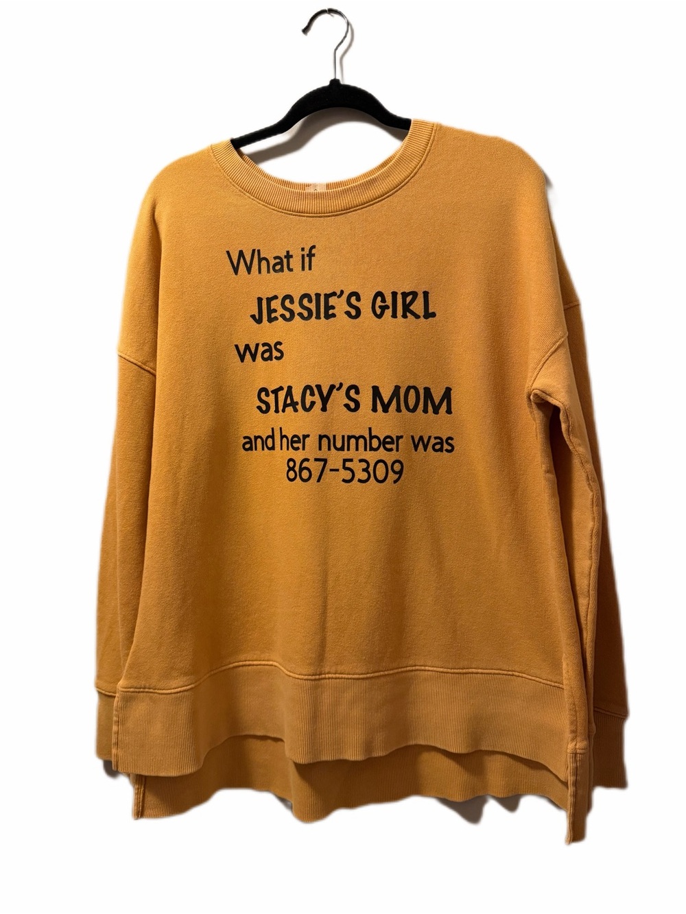 Jesses girl Stacys mom up cycle  Mustard Crewneck Sweatshirt